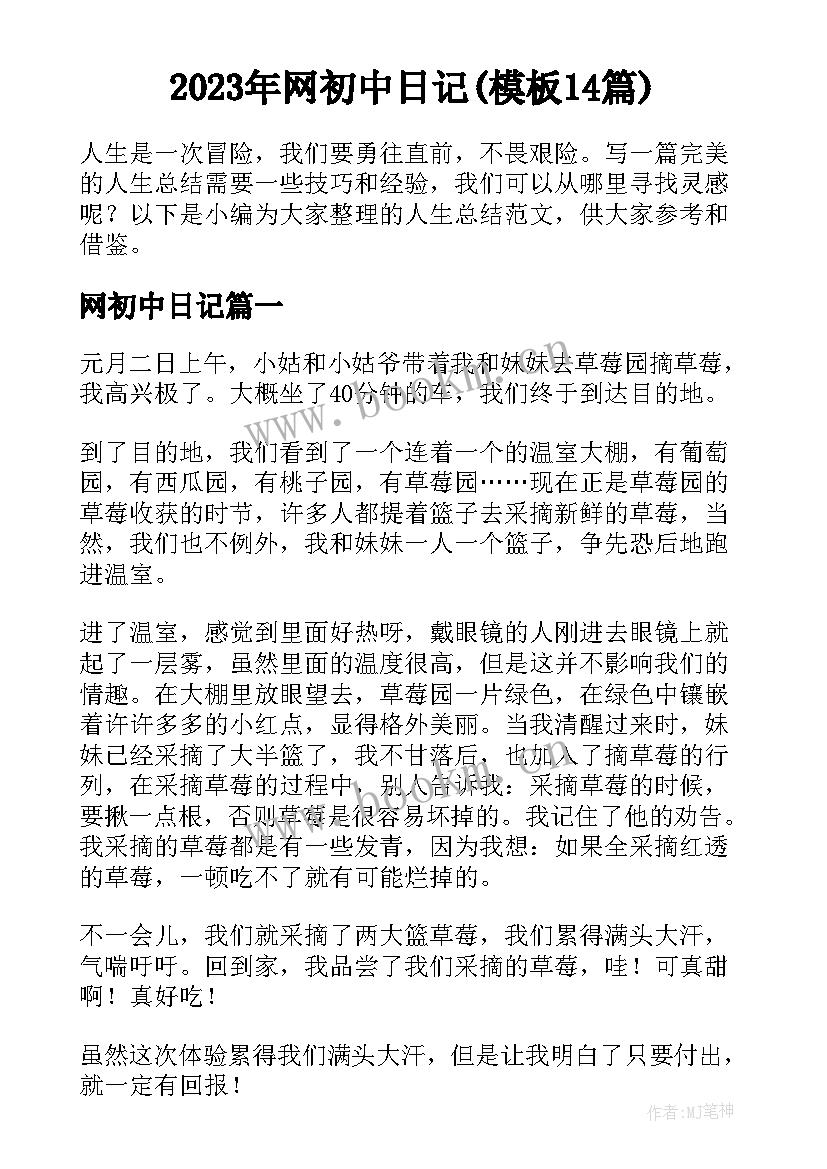 2023年网初中日记(模板14篇)