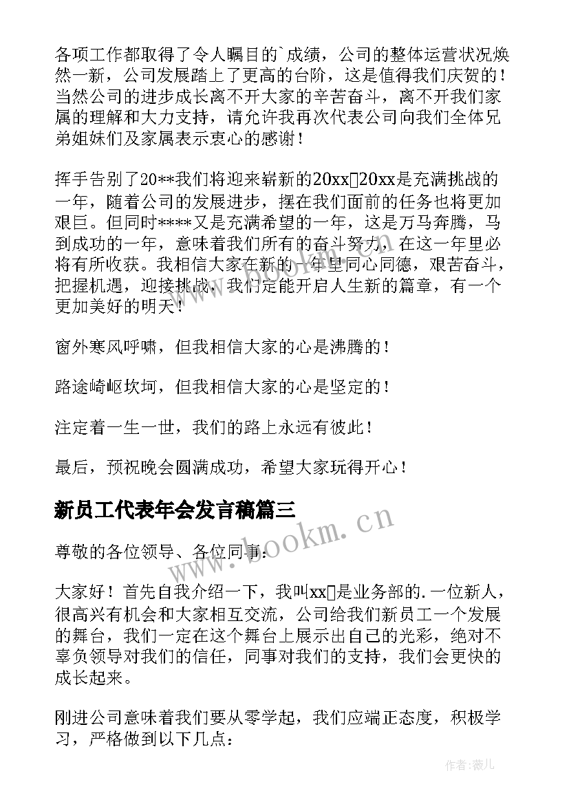 新员工代表年会发言稿 公司新员工代表发言稿(精选17篇)