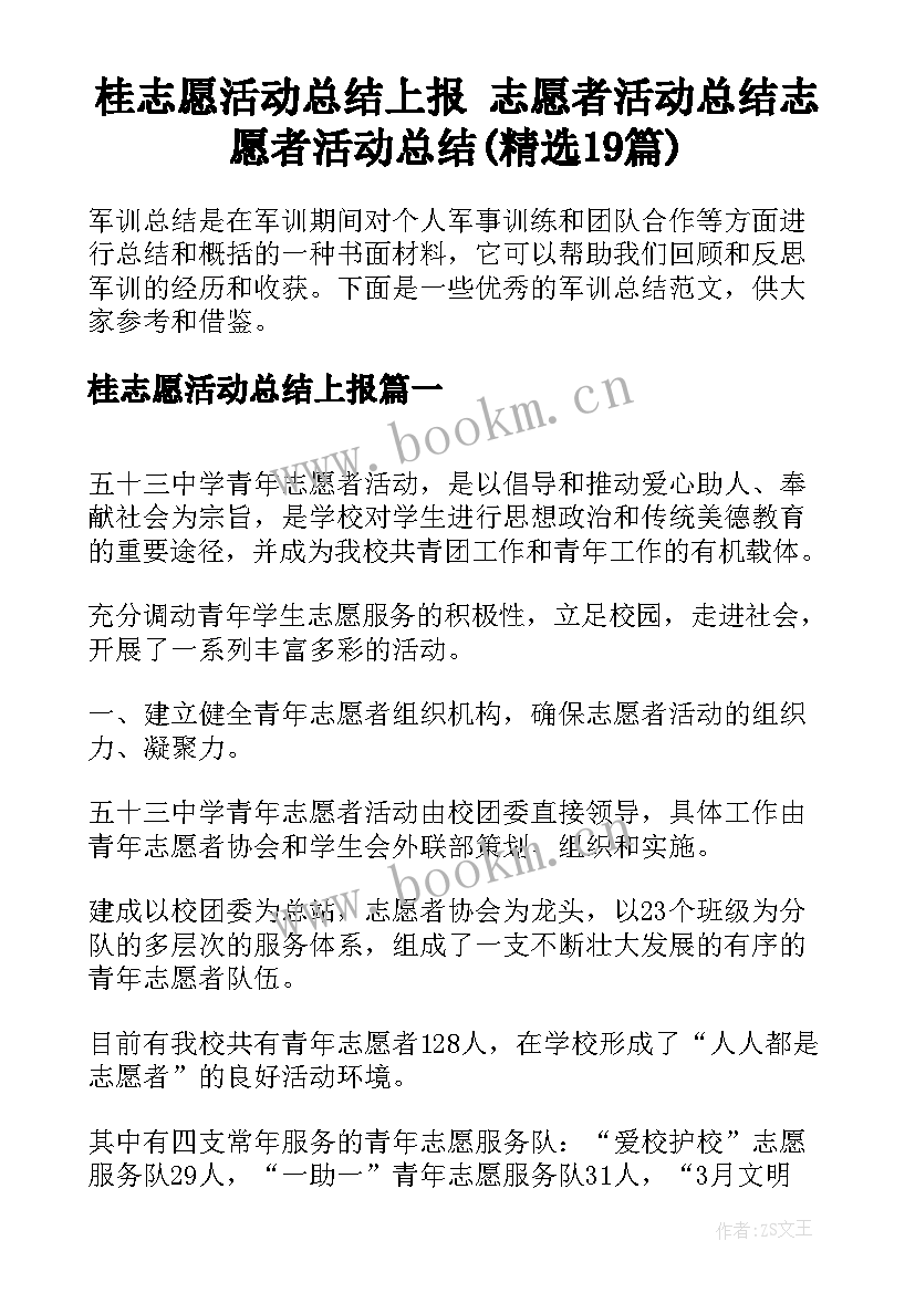 桂志愿活动总结上报 志愿者活动总结志愿者活动总结(精选19篇)