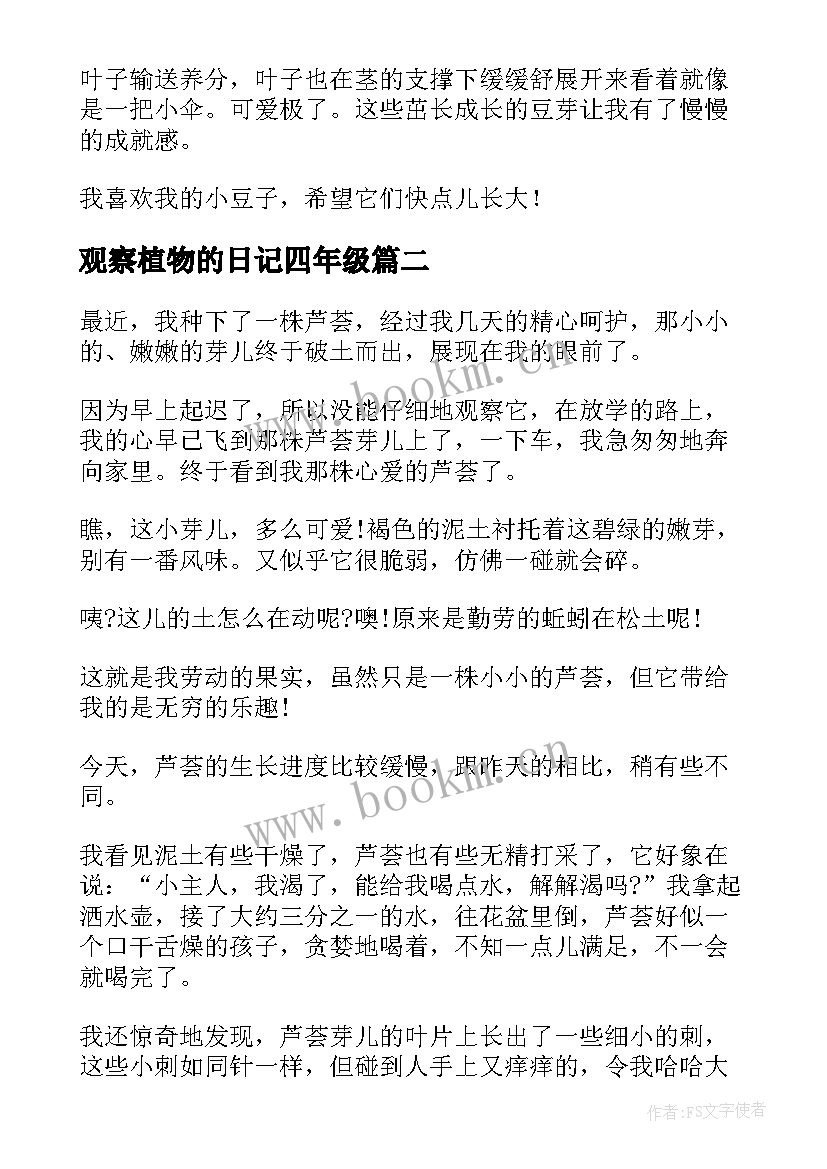 2023年观察植物的日记四年级 四年级植物观察日记(优秀19篇)