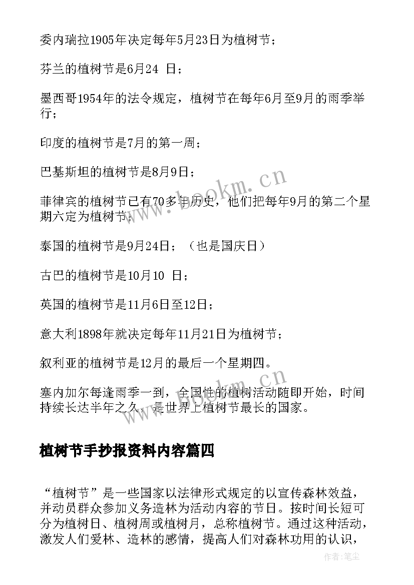 最新植树节手抄报资料内容(汇总8篇)