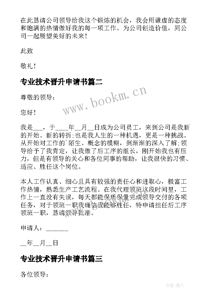 专业技术晋升申请书(通用8篇)