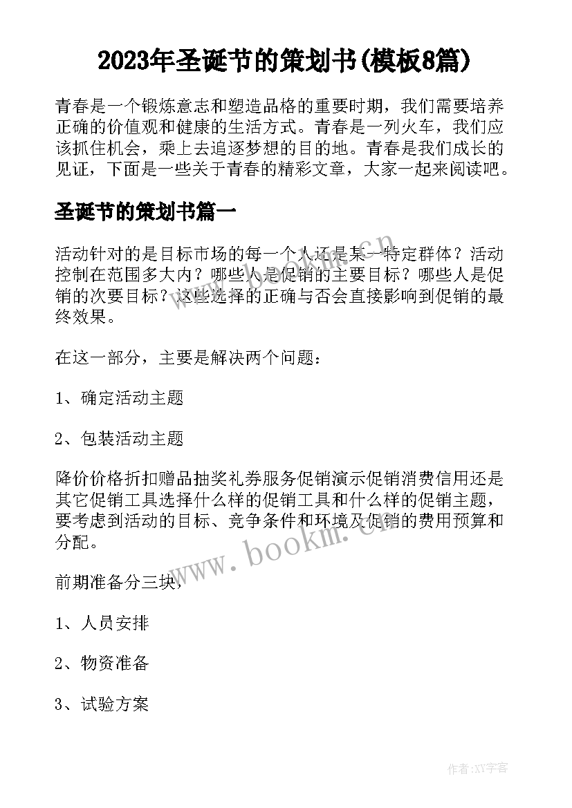 2023年圣诞节的策划书(模板8篇)