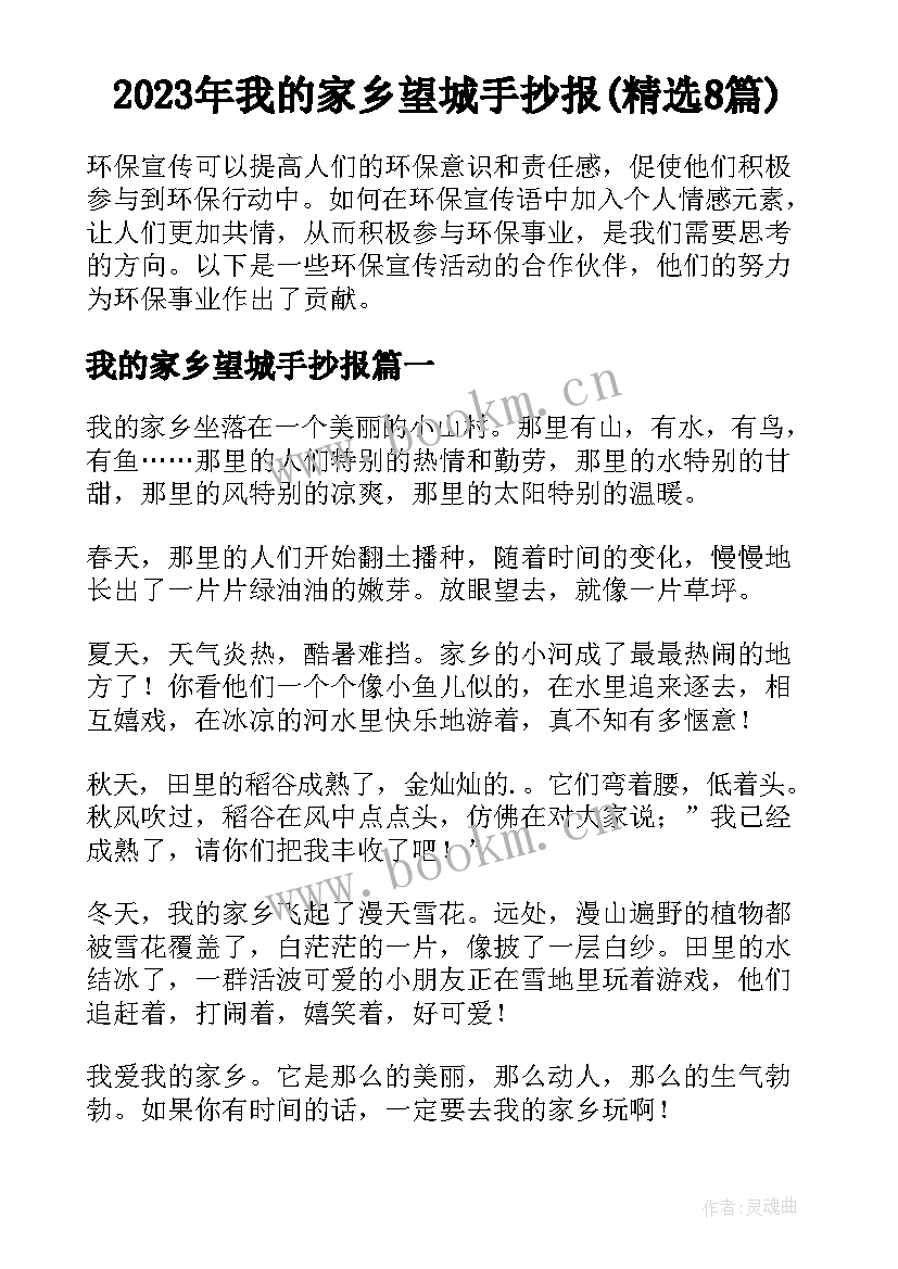 2023年我的家乡望城手抄报(精选8篇)