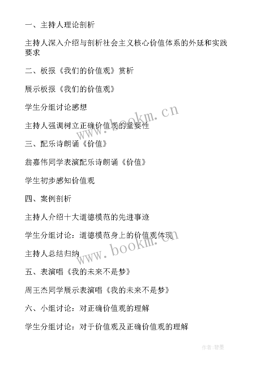 最新社会主义核心价值观班会主持稿(模板8篇)