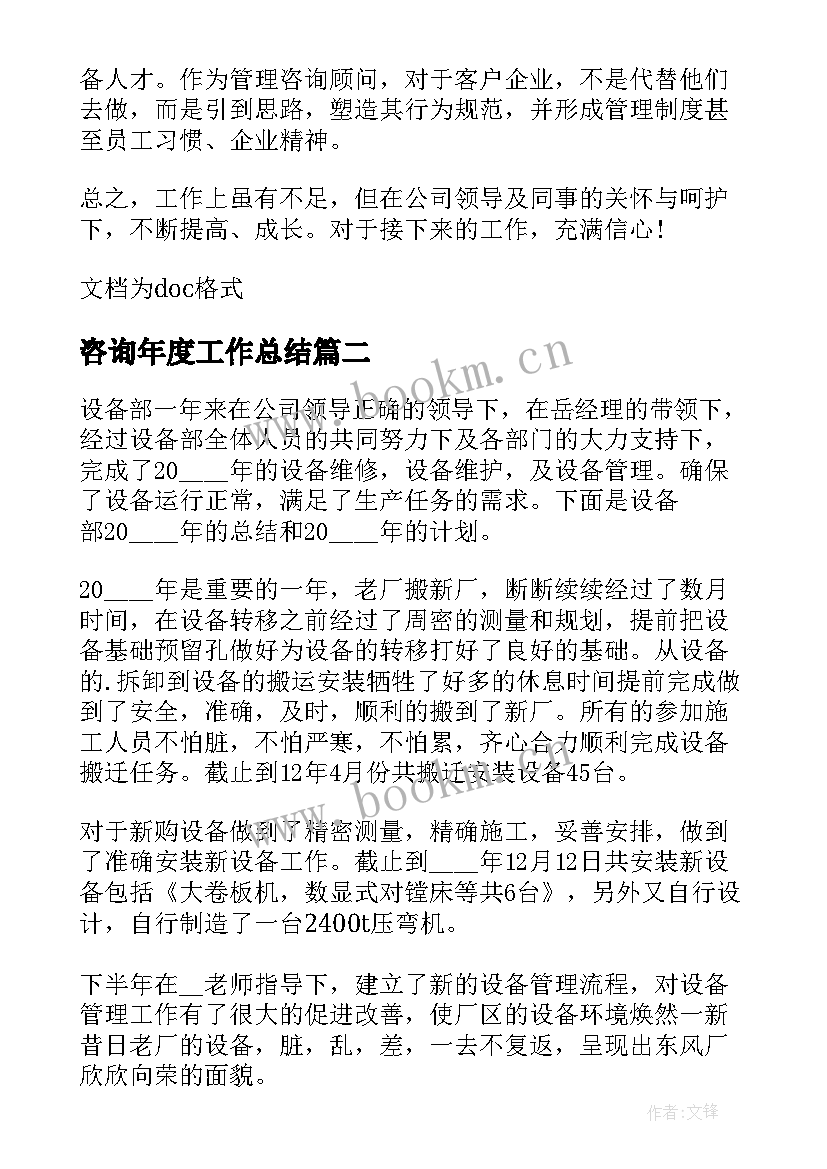 2023年咨询年度工作总结(大全8篇)