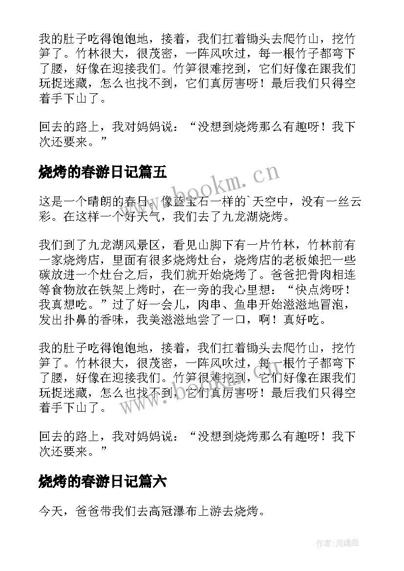 2023年烧烤的春游日记(通用9篇)