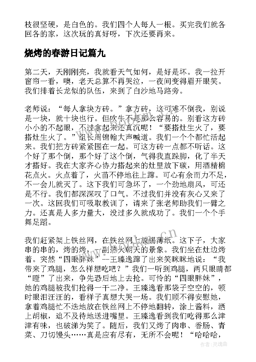 2023年烧烤的春游日记(通用9篇)