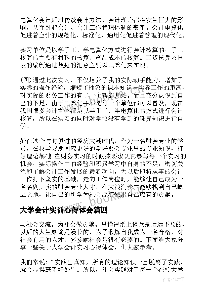 2023年大学会计实训心得体会(大全8篇)