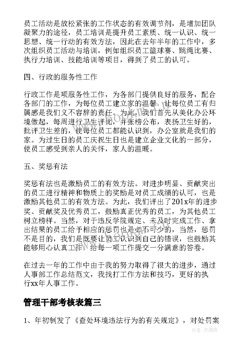 2023年管理干部考核表 干部年度考核个人工作总结(汇总16篇)