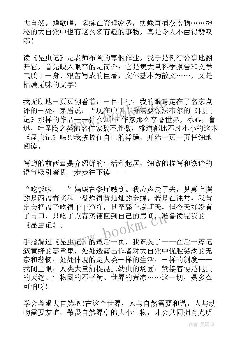 昆虫记读后感 昆虫记读后感四年级(模板8篇)