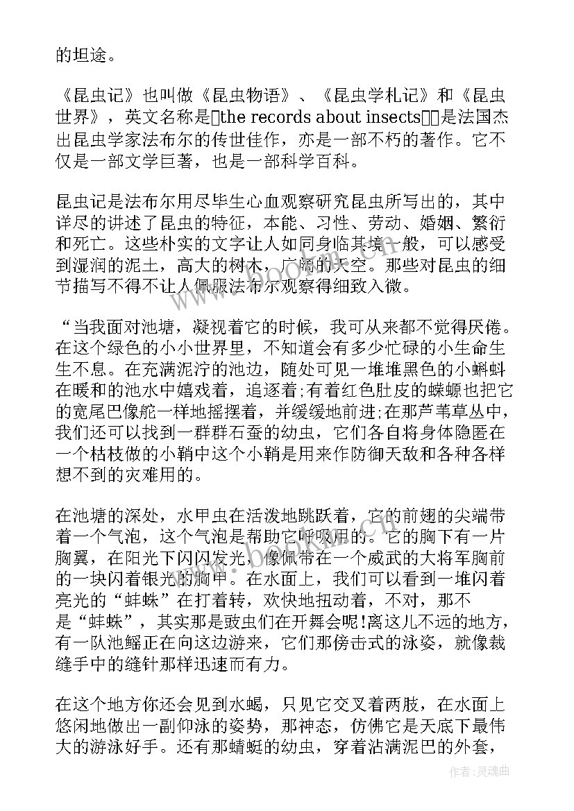 昆虫记读后感 昆虫记读后感四年级(模板8篇)