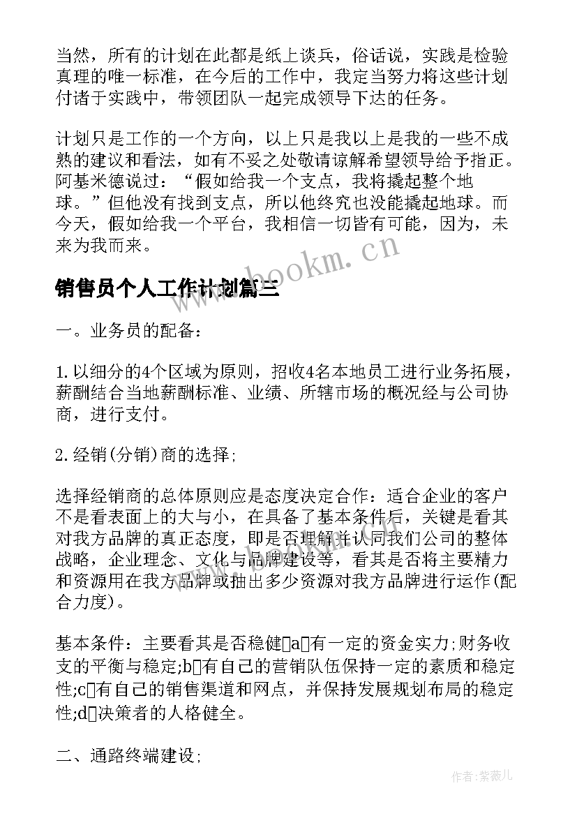 最新销售员个人工作计划 销售员个人年终工作总结与工作计划(大全8篇)