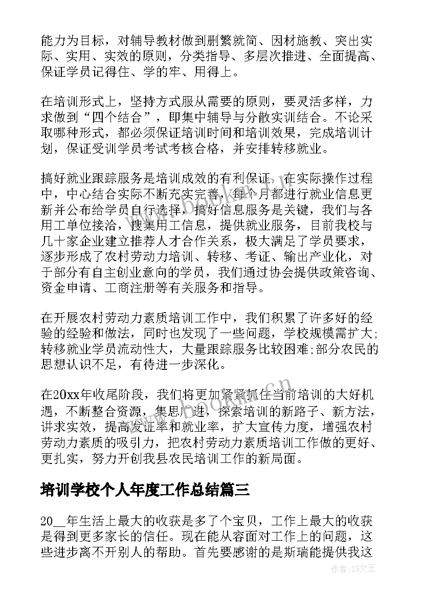 2023年培训学校个人年度工作总结(精选8篇)