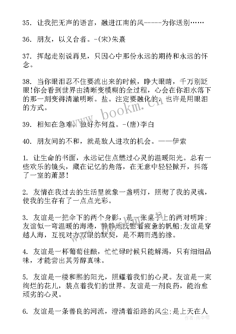 朋友圈友情的文艺句子 写友情的文艺经典句子(汇总8篇)