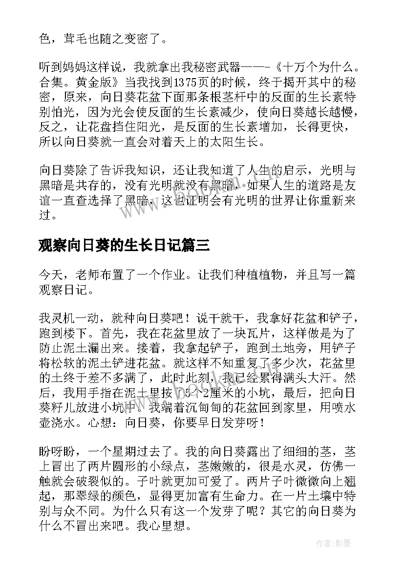 2023年观察向日葵的生长日记 观察日记向日葵生长(大全8篇)