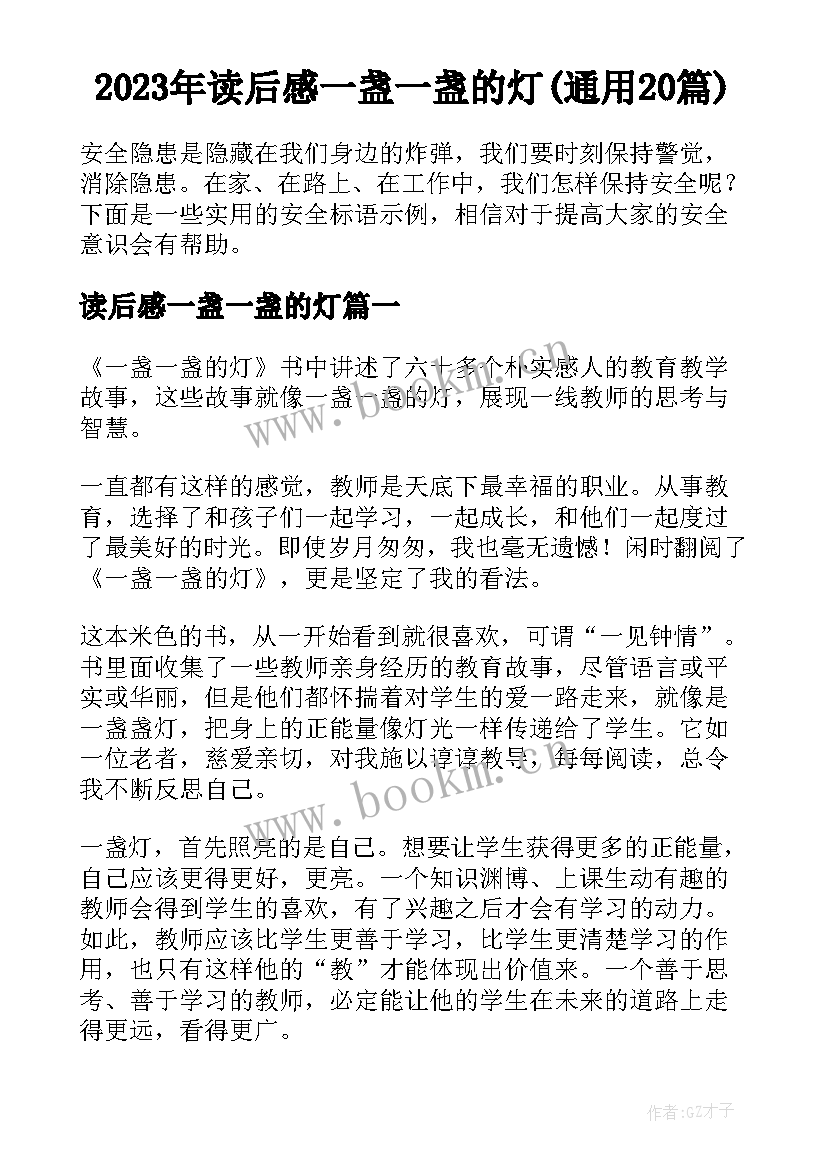 2023年读后感一盏一盏的灯(通用20篇)