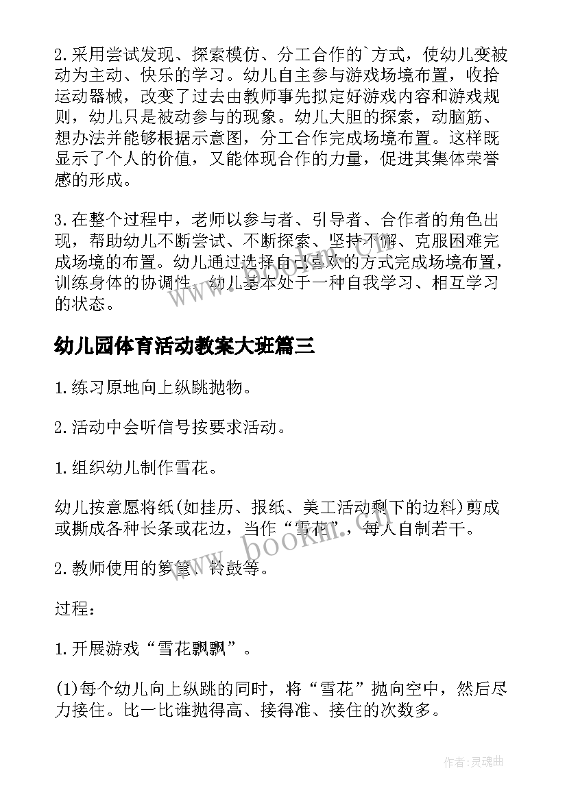 2023年幼儿园体育活动教案大班 幼儿园大班体育游戏方案(大全10篇)