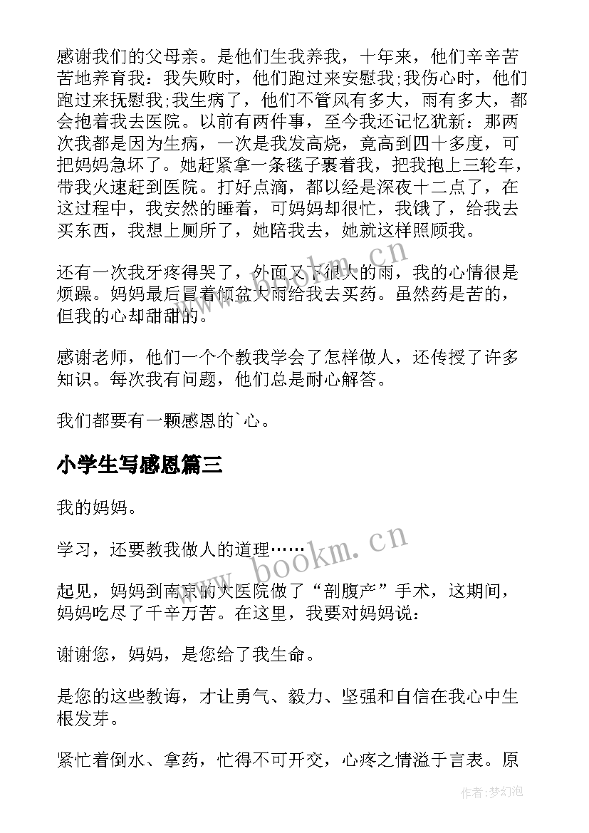 2023年小学生写感恩(实用10篇)