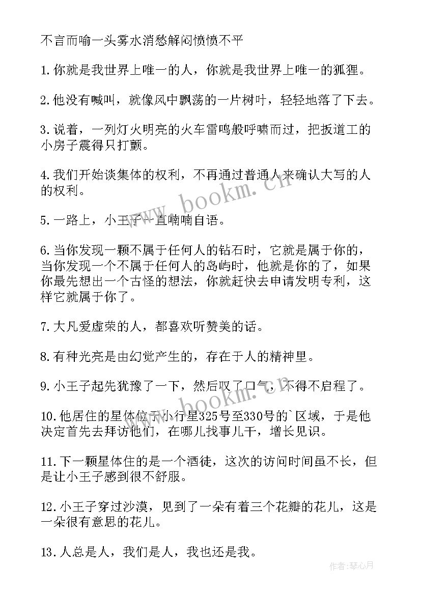 最新小王子好句英文 小王子的好词好句(优秀8篇)