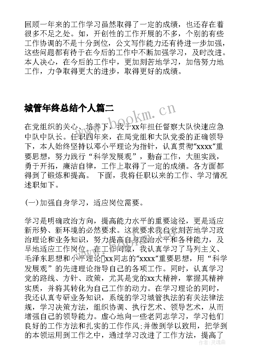 最新城管年终总结个人 城管个人年终总结(优秀15篇)