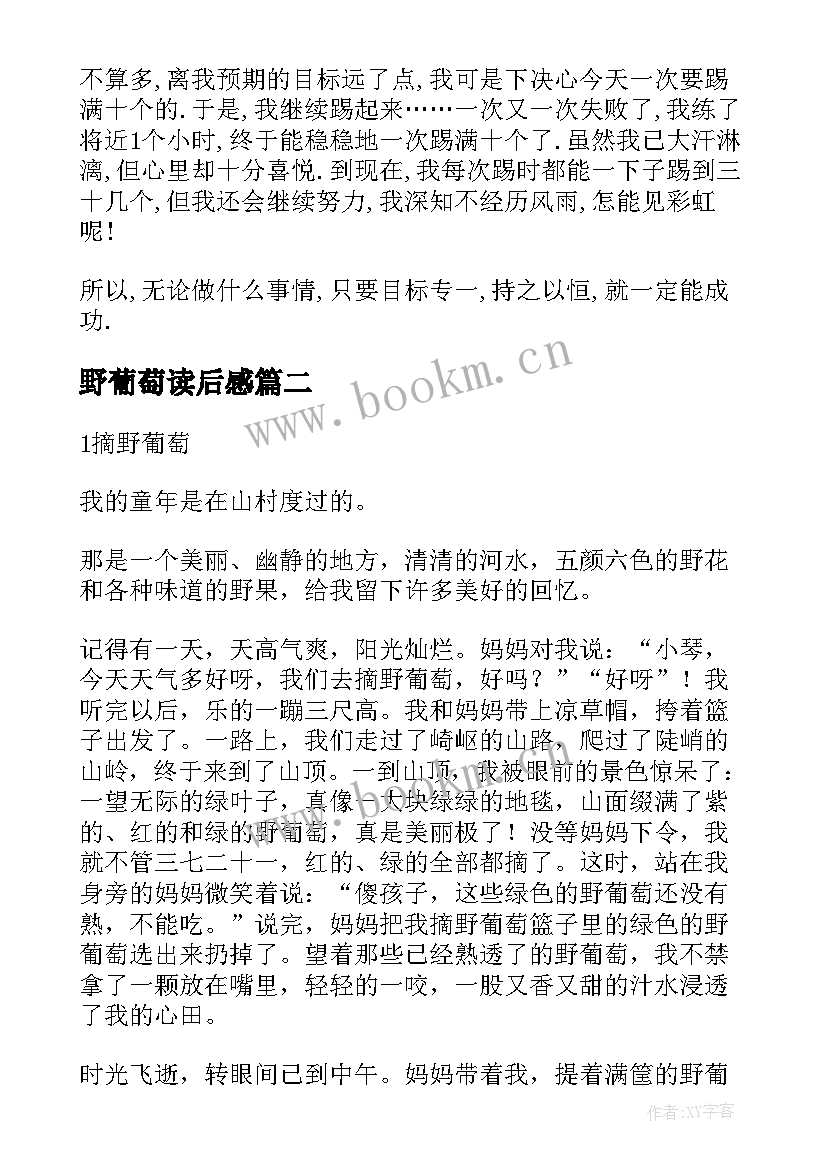 最新野葡萄读后感 野葡萄读后感初一(实用8篇)