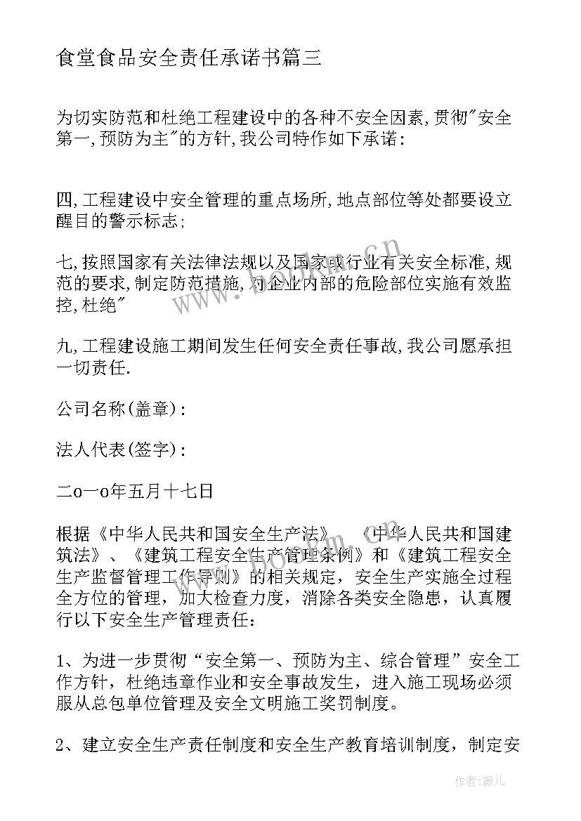 2023年食堂食品安全责任承诺书(模板8篇)