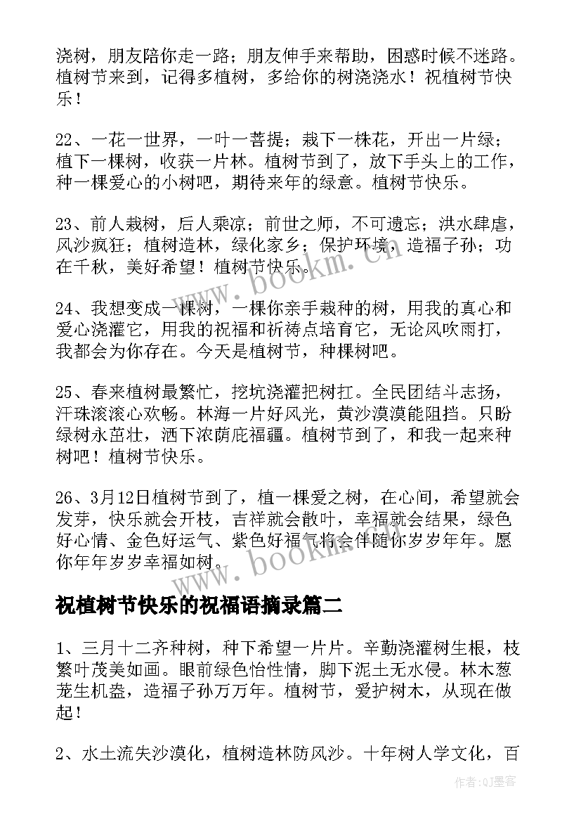 最新祝植树节快乐的祝福语摘录(通用18篇)