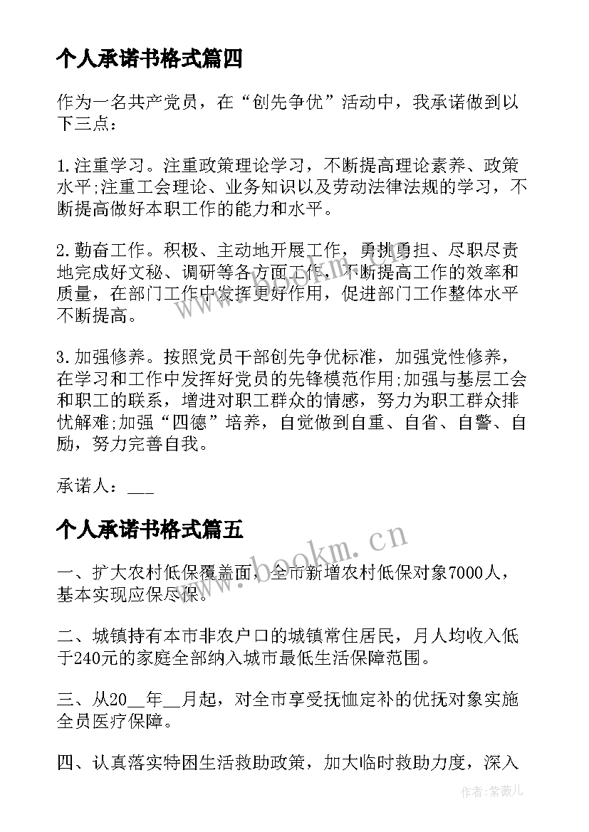 2023年个人承诺书格式(大全18篇)