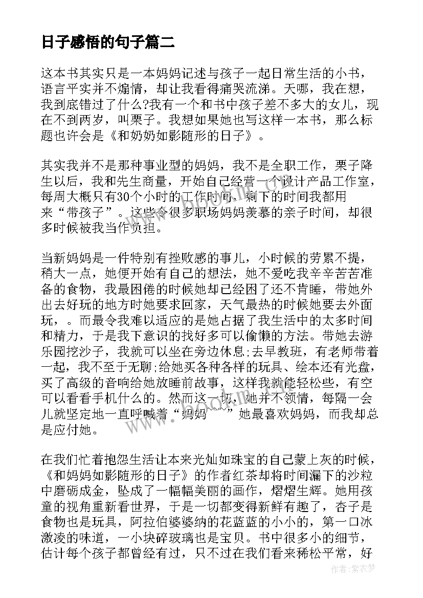 2023年日子感悟的句子(模板8篇)