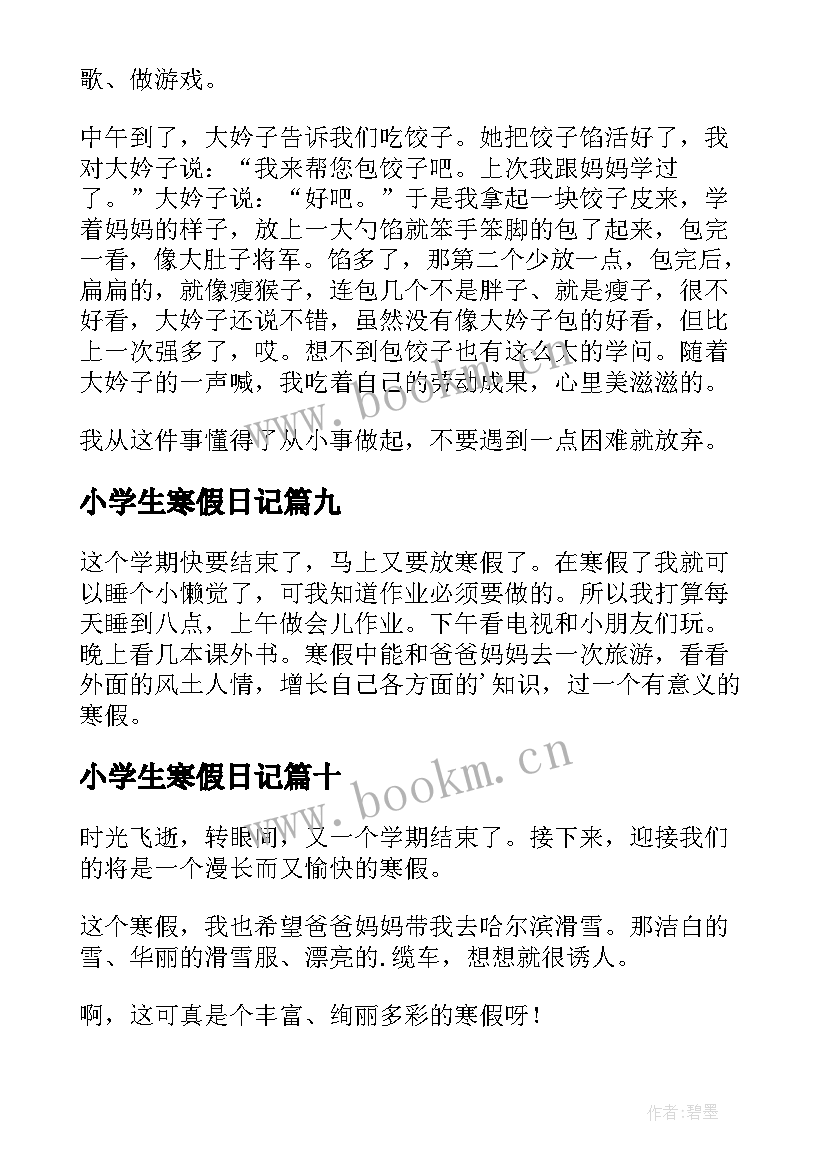 小学生寒假日记 小学寒假日记(大全10篇)