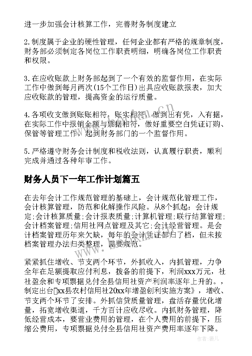 2023年财务人员下一年工作计划 新入职财务人员下一年工作计划(优质8篇)