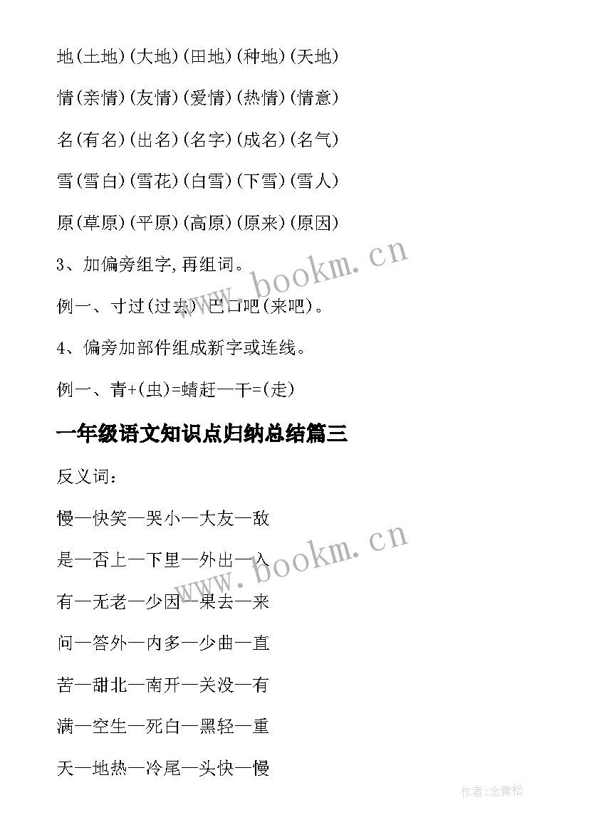 2023年一年级语文知识点归纳总结 部编版一年级语文知识点总结(优秀8篇)