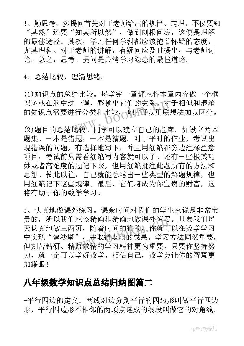 最新八年级数学知识点总结归纳图(汇总13篇)