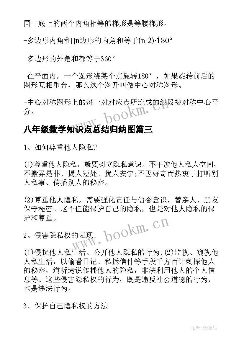 最新八年级数学知识点总结归纳图(汇总13篇)