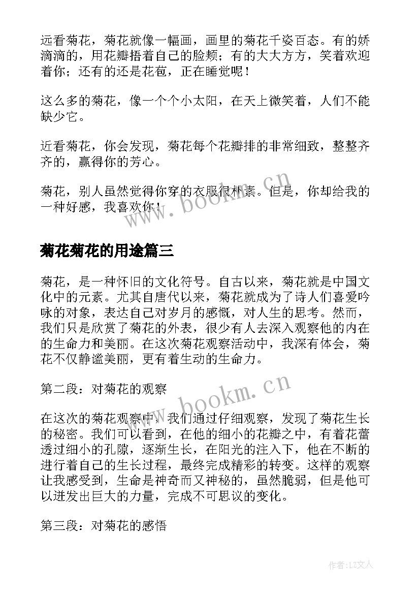 菊花菊花的用途 菊花观察心得体会(优秀8篇)