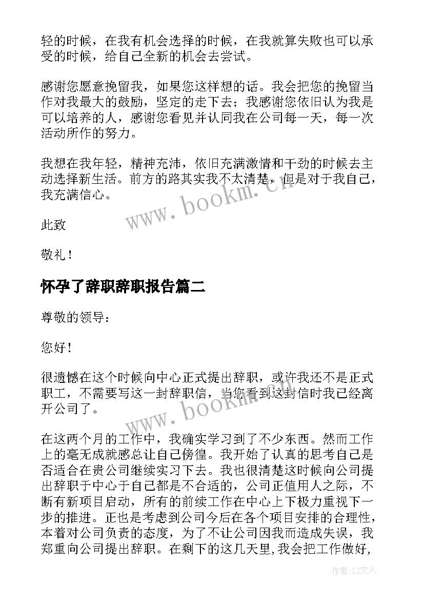 怀孕了辞职辞职报告(模板19篇)