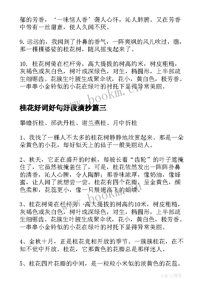 2023年桂花好词好句好段摘抄(大全8篇)