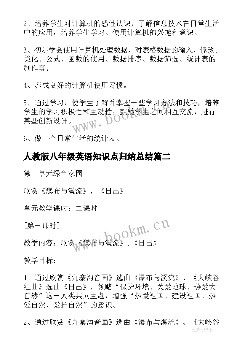 2023年人教版八年级英语知识点归纳总结 八年级人教版英语的教学计划(汇总13篇)