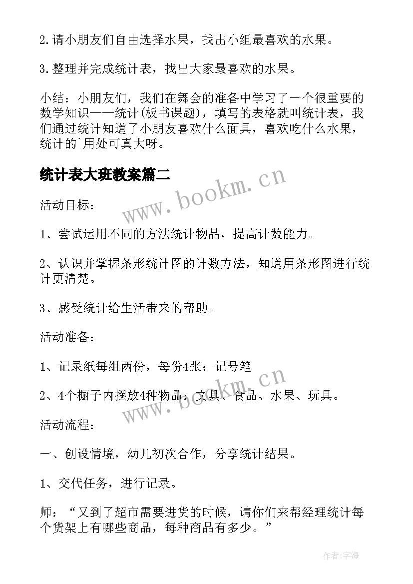 最新统计表大班教案(优质20篇)