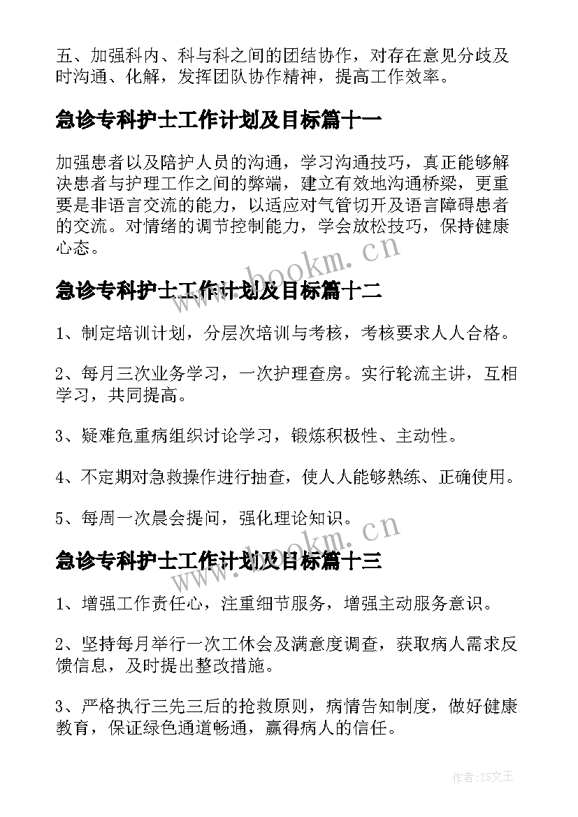 2023年急诊专科护士工作计划及目标 急诊专科护士个工作计划(实用16篇)