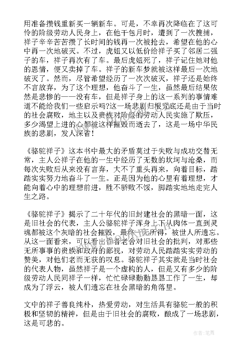 2023年骆驼祥子的读书感悟 骆驼祥子读书笔记摘抄及感悟(精选16篇)