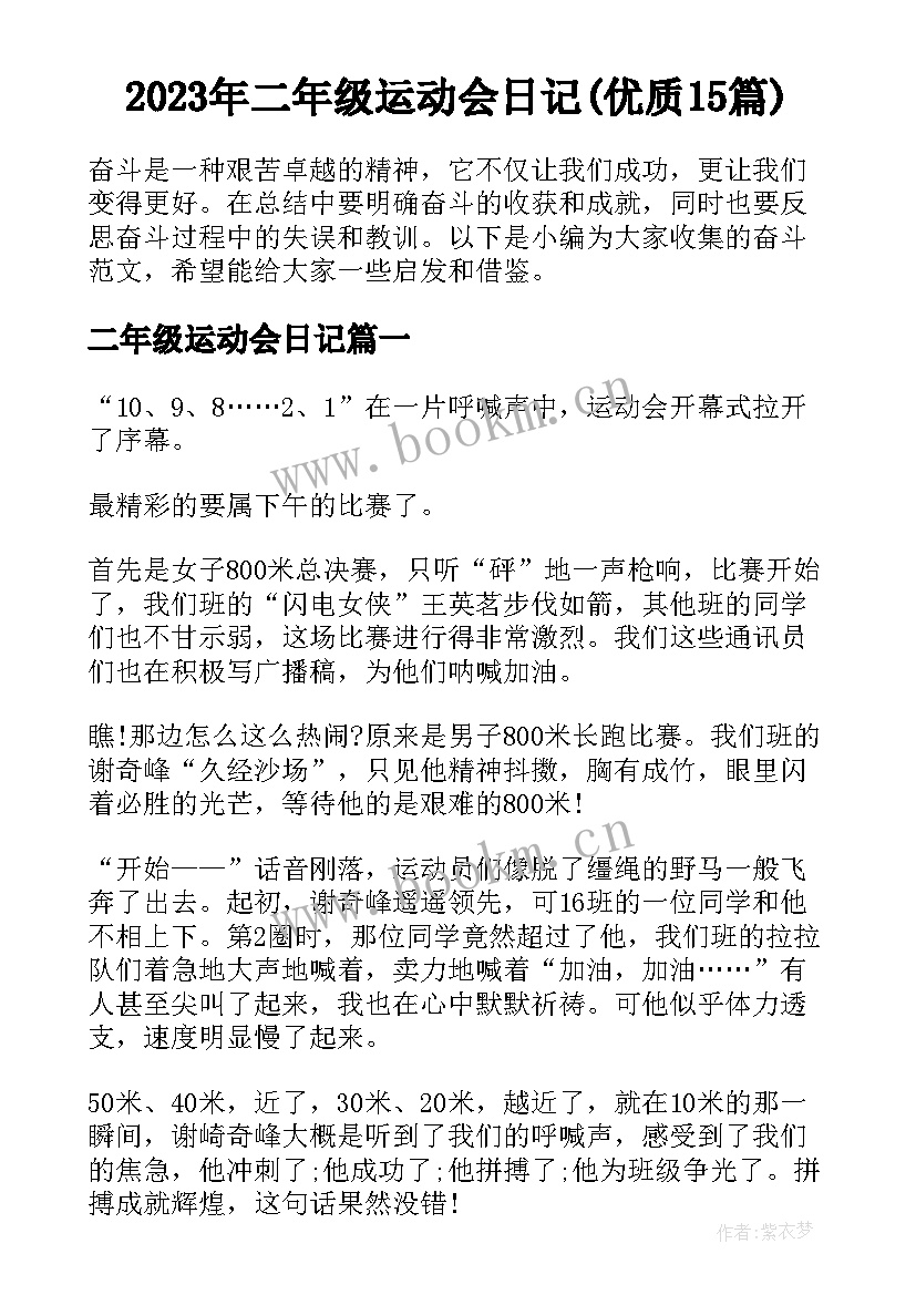 2023年二年级运动会日记(优质15篇)