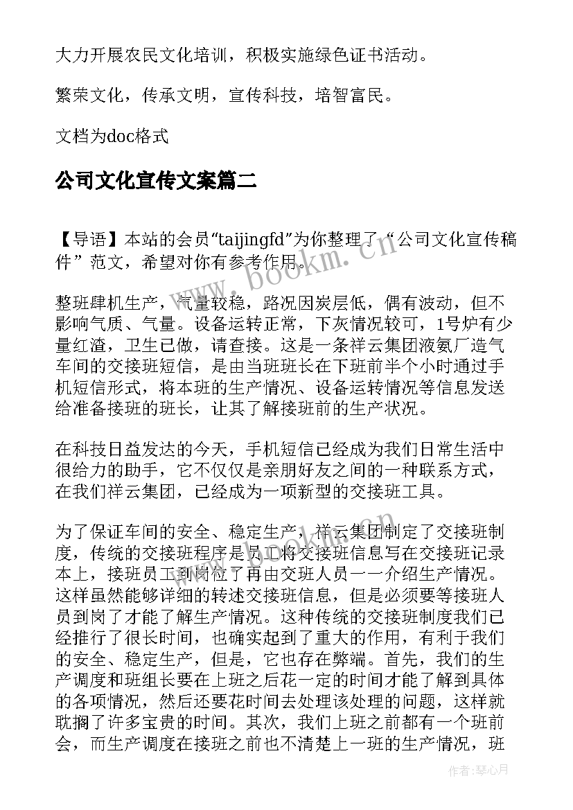 公司文化宣传文案(汇总17篇)