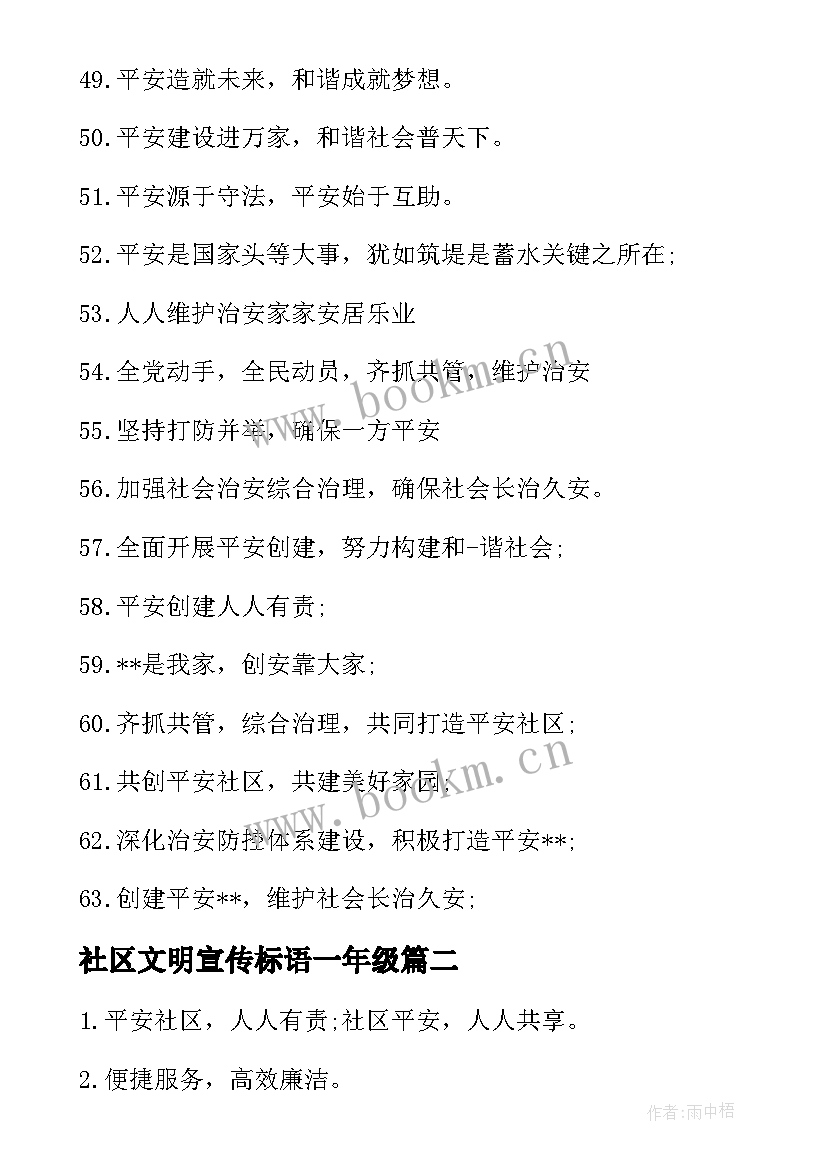 社区文明宣传标语一年级 社区文明创建宣传标语(实用8篇)