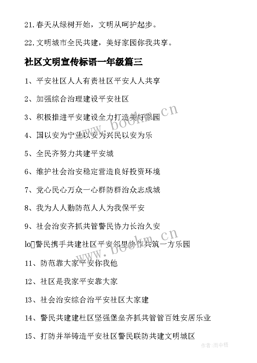 社区文明宣传标语一年级 社区文明创建宣传标语(实用8篇)