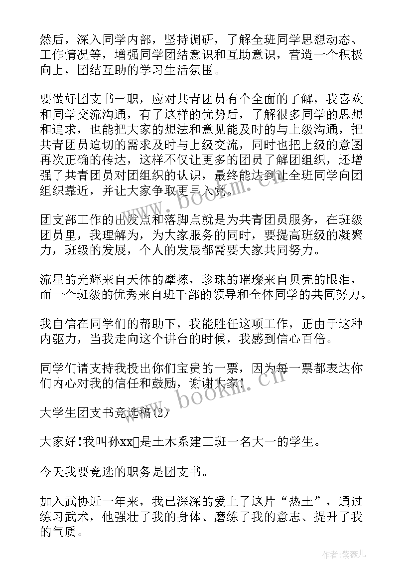 2023年大学生团支书自荐信格式 大学生团支书自荐信(精选7篇)