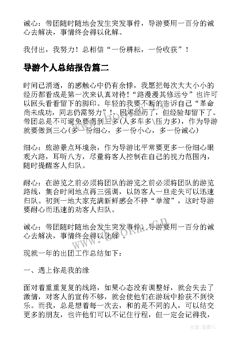 导游个人总结报告 导游个人工作总结(模板9篇)