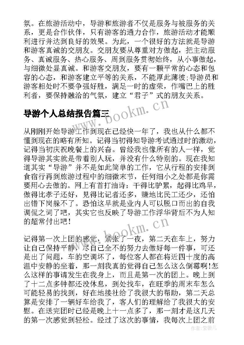 导游个人总结报告 导游个人工作总结(模板9篇)