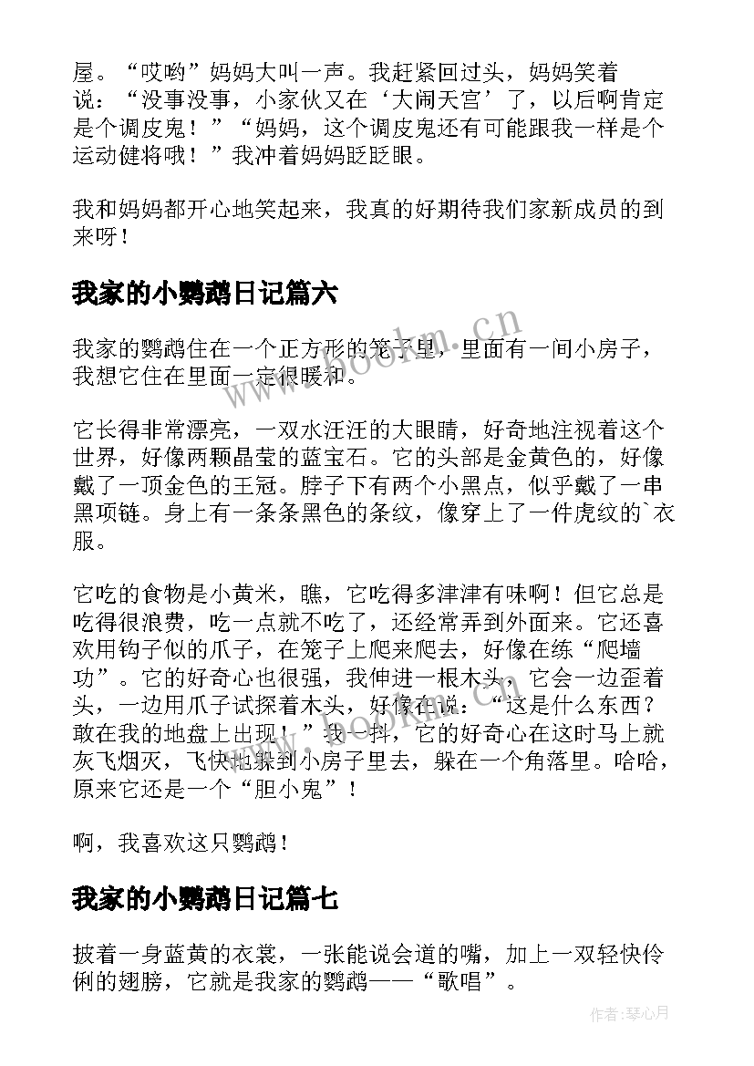 我家的小鹦鹉日记(模板11篇)